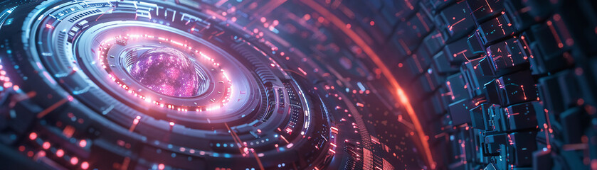 Wall Mural - futuristic technology abstract background with glowing lights and circuitry
