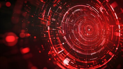 Wall Mural - Red technology background and abstract digital tech circle.copy space.