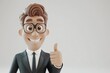 © Nathamanee - A cartoon man in a suit and glasses is giving a thumbs up