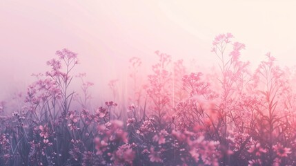 Canvas Print - Misty Field of Flowers