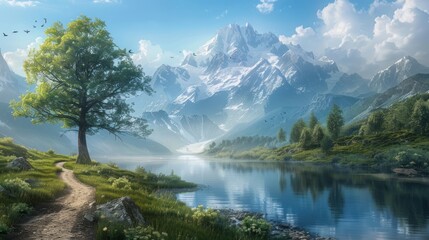 Wall Mural - Serene Mountain Lake