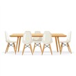 © Thanthara - A minimalist meeting table with simple chairs, Scandinavian design, flat vector style, light wood tones, isolated on white background