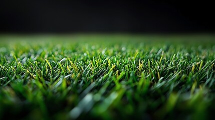 Close-up view of lush green grass with a dark background.