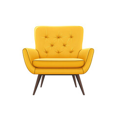 Wall Mural - A mid-century modern lounge chair with tapered legs, retro style, flat vector illustration, mustard yellow upholstery, isolated on white background 