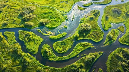 Poster - Aerial View of a Winding River