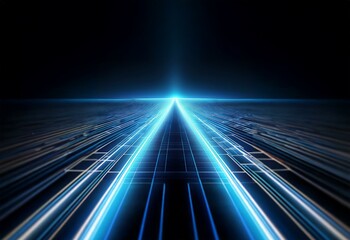 Aufkleber - Abstract digital background with a glowing blue grid and lines.