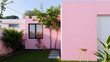 © Omri - Minimalist pink house highlights modern architecture and simple living with a subtle charm in a pastel setting.
