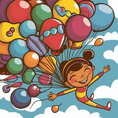 Sticker - child with balloons