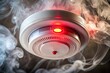 © Prasert - Close-up of dire alarm smoke detector with red LED indicator on ceiling
