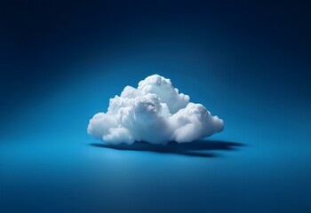 Poster - A single fluffy white cloud casts a shadow on a solid blue background.