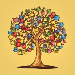 Wall Mural - illustration of an apple tree