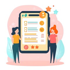 mobile app development feedback survey with happy users