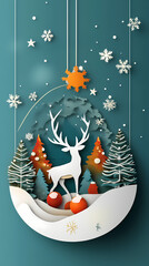 Scandinavian folk christmas 3d vector papercut