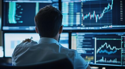 Algorithmic trading: Code running algorithms for high-frequency trading, stock market backdrop