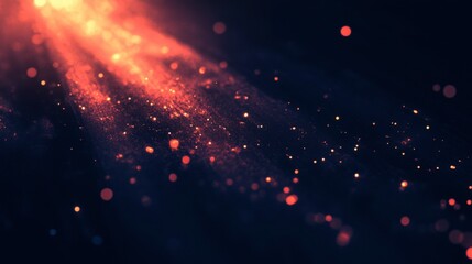 Vibrant red and orange rays flash through a dark blue expanse, forming luminescent sparks that evoke a sense of motion and magic in the air. Generative AI