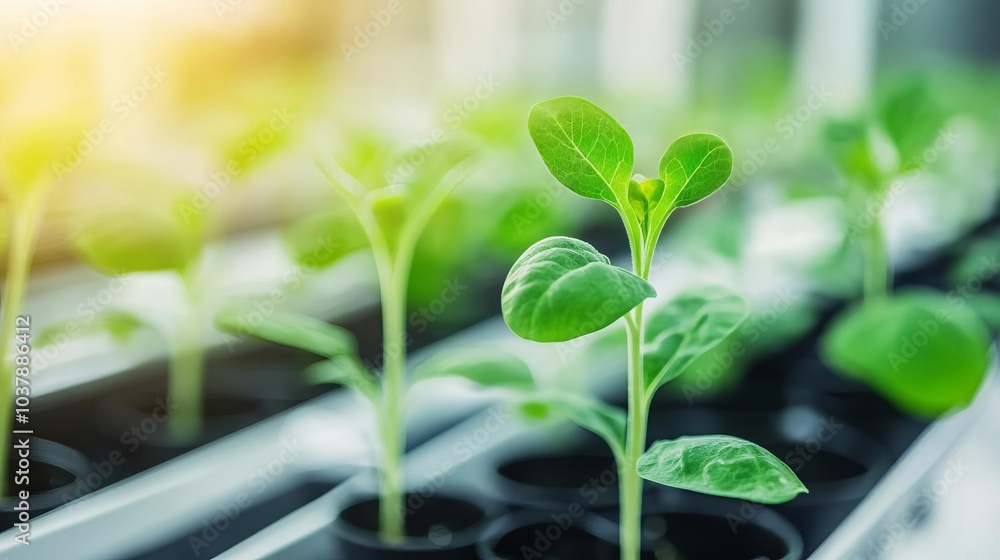 Bio-engineered plants growing in a futuristic greenhouse, sci-fi ...