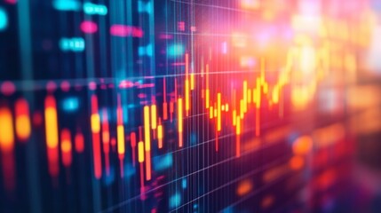 A visually captivating representation of financial trading with forex candle charts, illustrating the dynamic movements in investment indexes and cryptocurrency markets. Generative AI