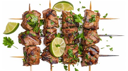 Churrasco on plate isolated on white background