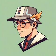 Sticker - Cartoon Illustration of a Man Wearing a Hat and Glasses