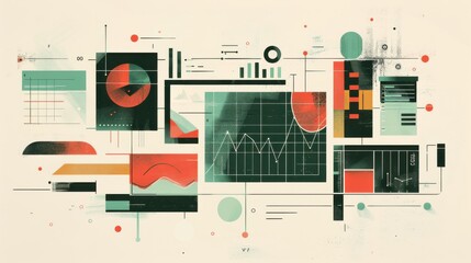 Poster - A minimalistic drawing of a digital investment portfolio highlighting clean lines and a secure, organized design for financial management