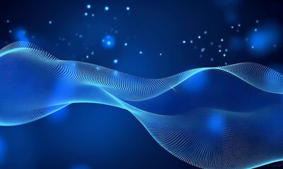 Wall Mural - abstract blue wave background with dots and lines, high-tech concept. abstract digital design for a 