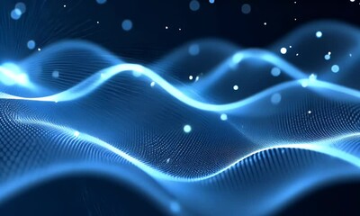 Wall Mural - abstract blue wave background with dots and lines for digital technology, data science, or futuristi