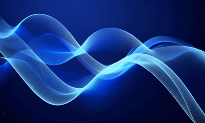Sticker - abstract blue wave background with dots and lines for digital technology, data science, or futuristi