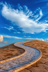 Poster - Serene Pathway Through Rolling Hills Under Blue Sky