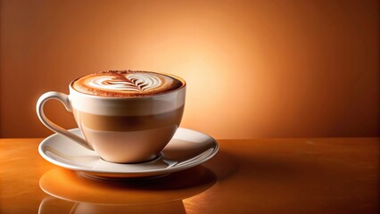 Silhouette cappuccino or hot chocolate isolated on colored background