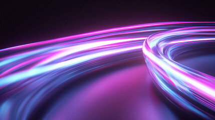 Aufkleber - Dynamic multi color light trails create abstract visual effect, showcasing vibrant hues of pink and blue. smooth curves and flowing lines evoke sense of motion and energy