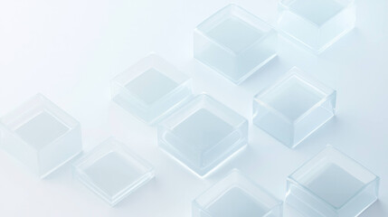Fototapete - Translucent blocks create serene and modern composition, showcasing their geometric shapes and soft reflections on light background. arrangement evokes sense of calm and minimalism