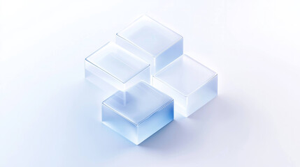 Fototapete - Translucent geometric shapes create modern and minimalistic composition, showcasing clarity and simplicity. arrangement of blocks evokes sense of balance and tranquility