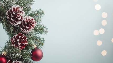 Aufkleber - Festive Winter Holiday Christmas Garland with Pinecones and Red Baubles for Seasonal Decoration : Generative AI