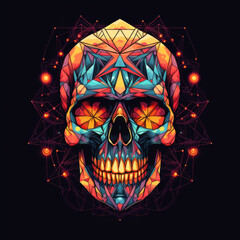 Wall Mural - Skull geometric style tattoo design