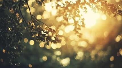 Poster - A tree branch with leaves and a sun shining on it