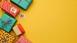 © Nitchalee N. - Colorful gift boxes arranged on a bright yellow background, perfect for celebrations and special occasions.