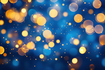 Poster - Blue background, gold lights sparkling, creating a mesmerizing and elegant ambiance.