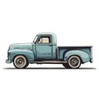 © Thanthara - Vintage truck clipart, classic vehicle element, retro design, muted colors, isolated on white background