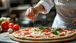 © Faxri - Professional female chef in a restaurant making pizza by adding cheese, special sauce, and ingredients. Cooking using a family's traditional recipe. A true Sunny Italian Pizzeria.
