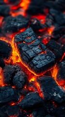 Canvas Print - Close Up of Burning Embers - A Fiery Texture