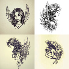 Wall Mural - An angel tattoo design