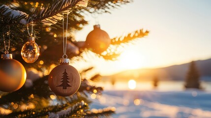 Close-Up View of a Beautiful Christmas Tree Ornament