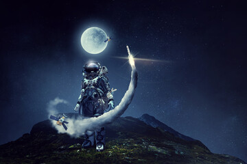 Wall Mural - space exploration concept.. mixed media