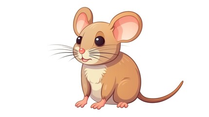 Wall Mural - Cute mouse cartoon icon illustration on white background. 