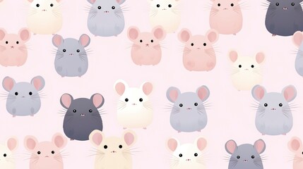Wall Mural - japanese cute rat repeated anime art style patterns with pastel colors