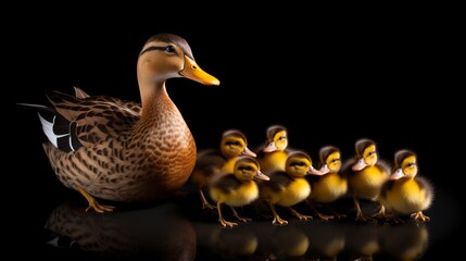 Poster - duck and ducklings. isolate on white background  