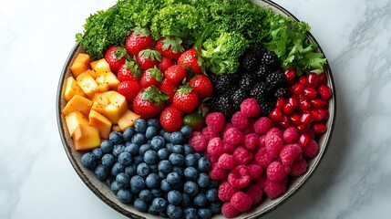 Wall Mural - plate of detox food beautifully arranged with a focus on fiberrich ingredients set against a clean b