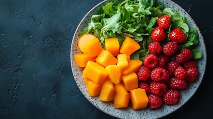 Wall Mural - wellbalanced meal on a plate emphasizing fiber and nourishment set against a simple background