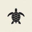 © Desain - A minimalist illustration of a turtle viewed from above, showcasing its shell and flippers.