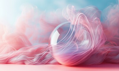 Canvas Print - A glass orb surrounded by delicate, flowing fabric. AI.